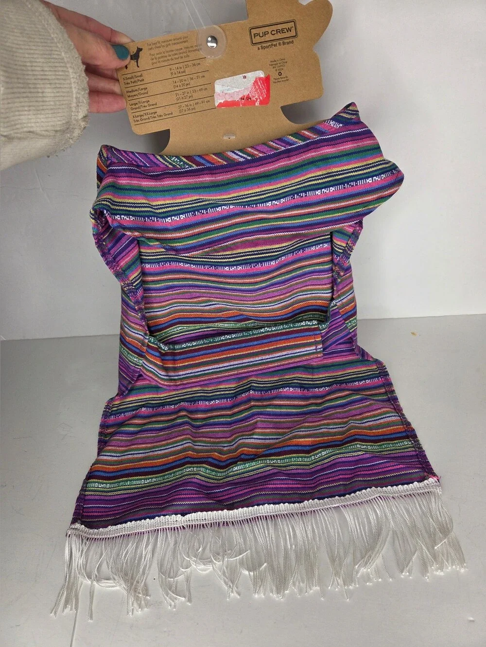 Dog Costume Purple Striped Mexican Fiesta Serape with‎ Sombrero Hat Large/XL Pet